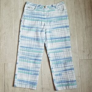 Vintage St. John Sport Blue and White Plaid Capri Pants